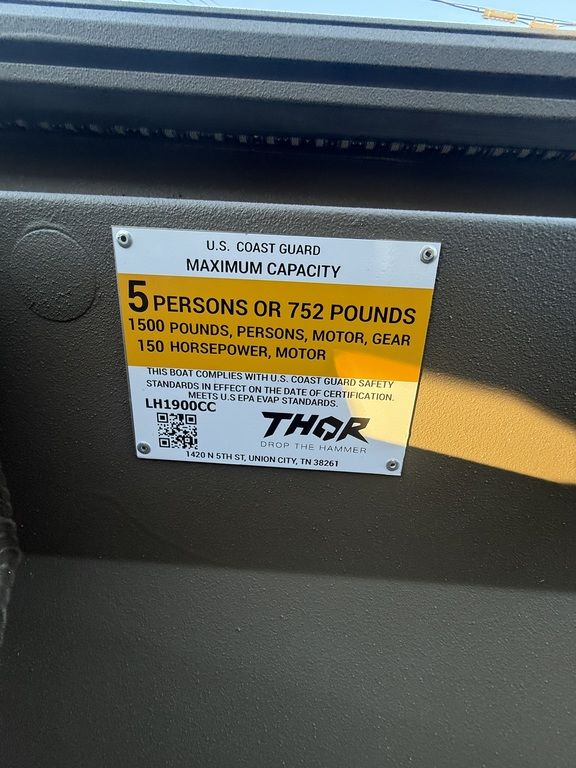 2026 THOR Boats 1900 Lake Hammer Center Console Boat