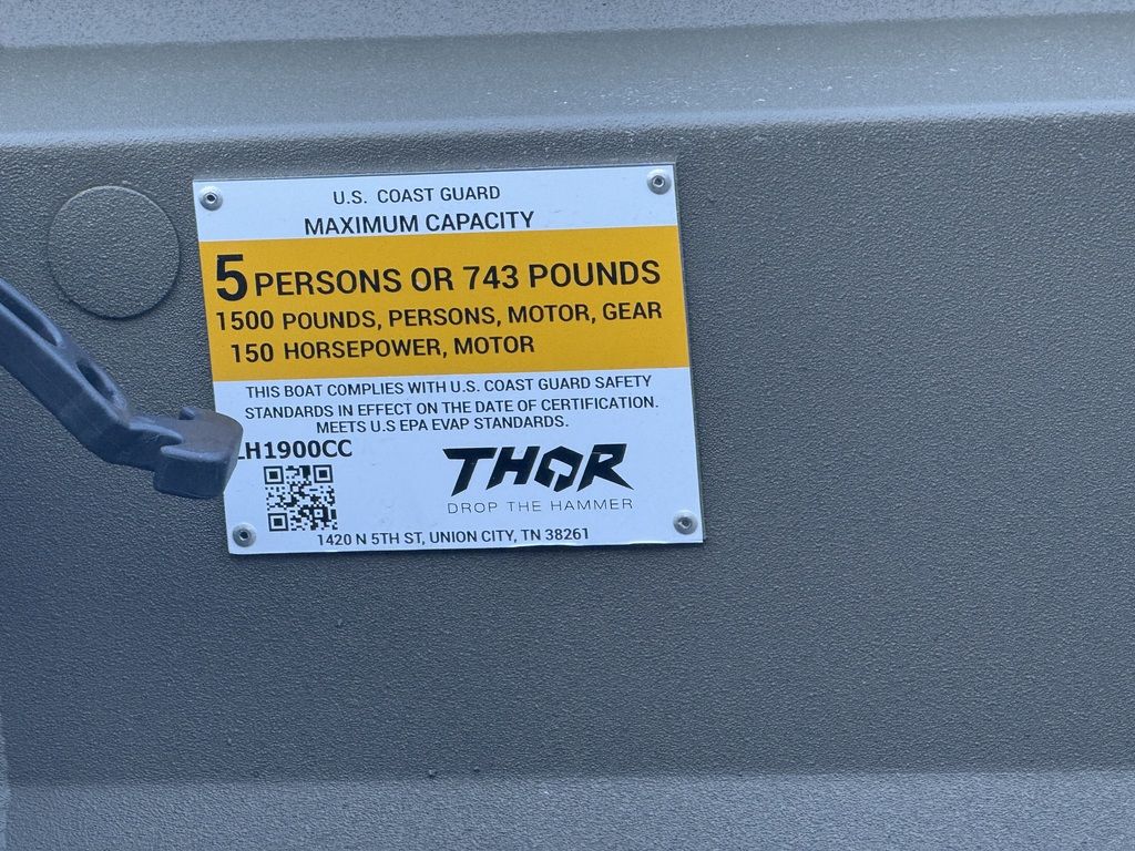 2026 THOR Boats 1900 Lake Hammer Center Console Boat